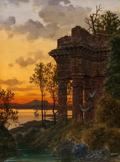 Abendliche Ruinenlandschaft by Ferdinand Knab, 1891 — digital art print download