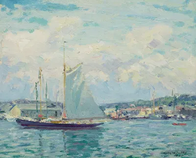 Noon Hour in the Harbor, Gloucester by George William Sotter, 1913 — digital art print download