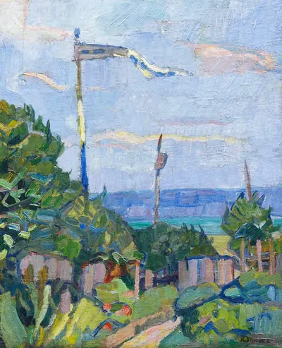 Garten mit Fahne by Hermann Stenner, 1911 — digital art print download