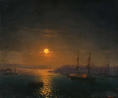 Стамбул; Золотой Рог при лунном свете by Иван Константинович Айвазовский, 1868 — digital art print download