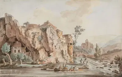 Пейзаж у Воклюза во французских Альпах by Якоб Филипп Хакерт, 1768 — digital art print download