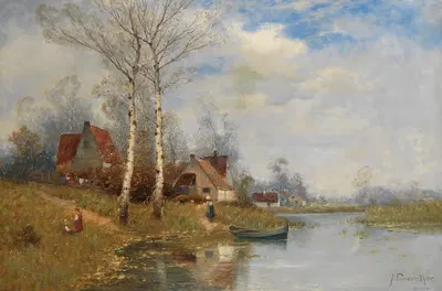 Sommertag am See by Johann Jungblut, 1905 — digital art print download