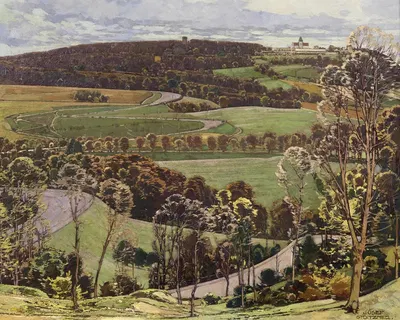 Höhenstraße auf den Kahlenberg vom Cobenzl aus gesehen by Josef Stoitzner, 1937 — digital art print download