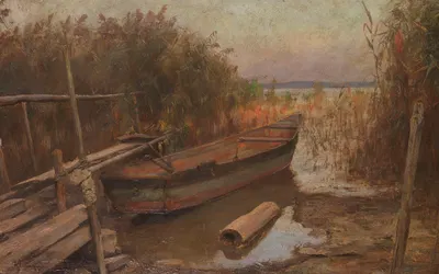 Рыболовная лодка в камышах by Карл Рауpp — digital art print download