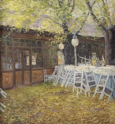 Сад гостиницы 'Цум Блуменшток' в Пратере by Леопольд Видличка, 1916 — digital art print download