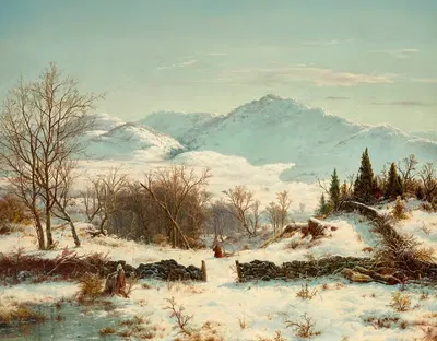 Зимняя сцена by Луи Реми Маньо, 1856 — digital art print download
