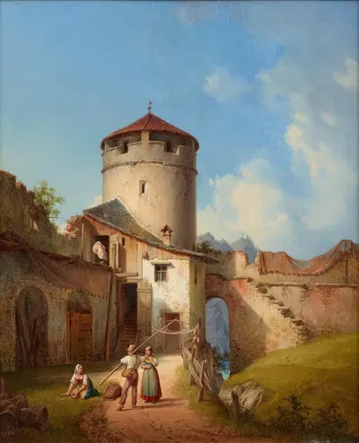 Городская стена в Кельхайме на Дунае by Михаэль Нехер, 1844 — digital art print download