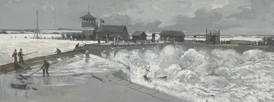 Наводнение у запорного судна в Нусдорфе 1897 by Мориц Ледели, 1897 — digital art print download