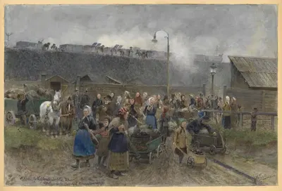 Городская угольная приемная V. Бз.; Вокзал Мацлейнсдорф, зимняя война 1916-17 by Мориц Ледели, 1917 — digital art print…