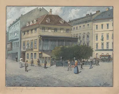 Кафе Штирбёк у моста Фердинанда (2, Пратерштрассе 6; снесено в 1903) by Мориц Ледели, 1903 — digital art print download