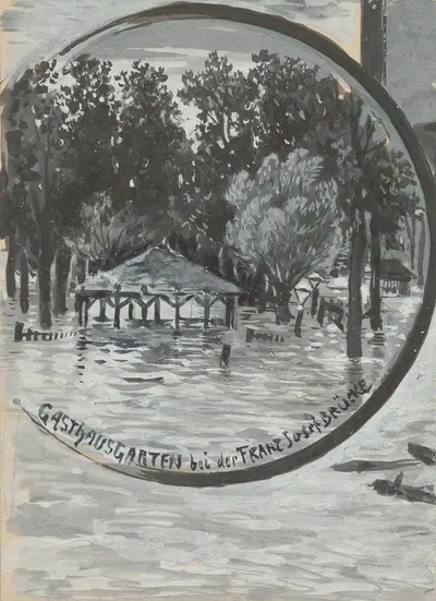 Наводнение у моста Франца Иосифа by Мориц Ледели, 1897 — digital art print download