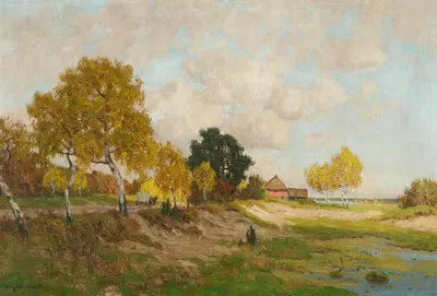 Herbstliche Landschaft bei Ahrenshoop by Paul Müller-Kaempff — digital art print download