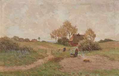 Landschaft mit Kartoffelfeuer by Paul Müller-Kaempff — digital art print download