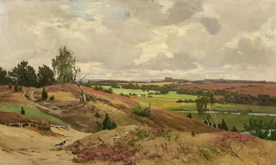 Поздний летний день на вересковом поле by Пауль Мюллер-Кемпфф, 1890 — digital art print download
