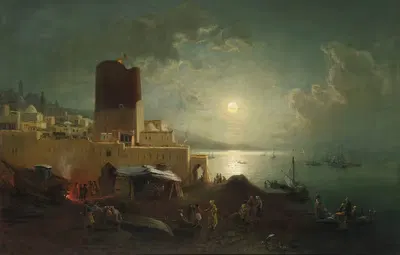 Башня Девы (Кыз Каласы) в Баку на Каспийском море by Пауль фон Франкен, 1880 — digital art print download