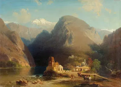 Пейзаж в Кавказе by Пауль фон Франкен, 1875 — digital art print download