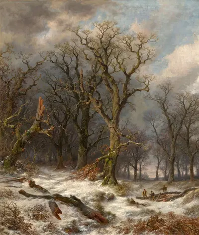Зимний пейзаж с голыми деревьями by Ремигиус Адрианус Хаанен, 1878 — digital art print download