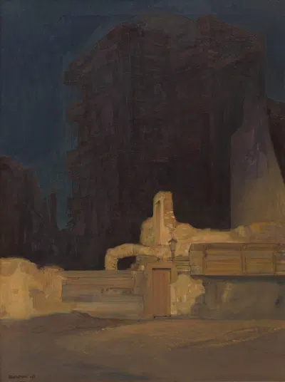 Hausbau by Rudolf Jettmar, 1905 — digital art print download