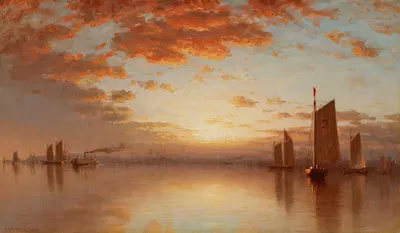 Закат над Нью-Йоркской бухтой by Сэнфорд Робинсон Гиффорд, 1873 — digital art print download