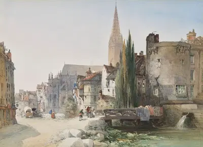 A view of St Pier, Caen, France by William Callow, 1865 — digital art print download