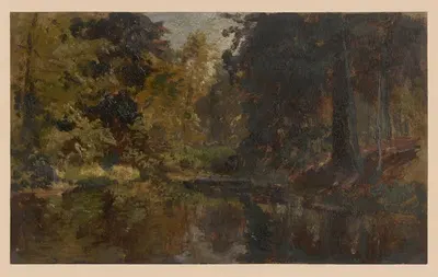 Лесное озеро в Оборники Шлёнске by Адольф Дресслер, 1850-1881 — digital art print download