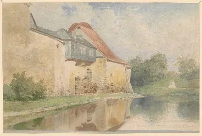 Дом на берегу воды by Адольф Дресслер, 1850-1881 — digital art print download
