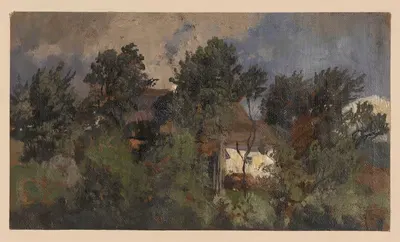 Дома среди деревьев в Пельчнице by Адольф Дресслер, 1850-1881 — digital art print download