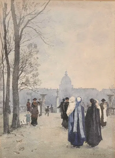 Прогулка в парке by Александр Гиерминьский, 1891 - 1893 — digital art print download