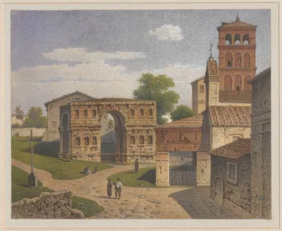 Arch of Janus, Arch of the Goldsmiths and San Giovanni al Valebro Church in Rome by Arthur Blaschnik, 1853 - 1860 — digital…