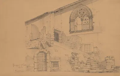 Medieval Building in Genazzano, with a Window Decorated with Tracery by Arthur Blaschnik, 1854 — digital art print download