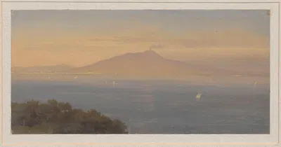 The Harbour of Naples and Vesuvius by Arthur Blaschnik, 1858 — digital art print download