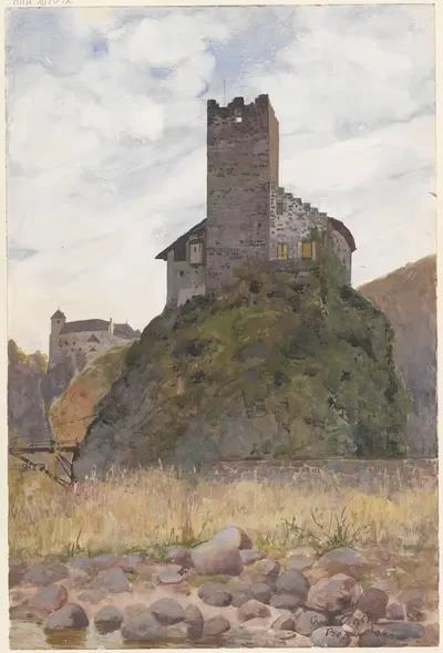 Castel Novale tower and view of Castel Runcolo in Bolzano by Curt Agthe, 1906 — digital art print download