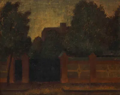 Landscape – Road behind a Fence by Franciszek Bartoszek, 1931 — digital art print download