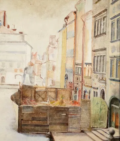 Old Town Market Square in Warsaw by Jan Gotard, 1935 — digital art print download