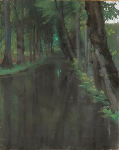 Canal in an Italian park by Kazimierz Stabrowski, 1922 — digital art print download