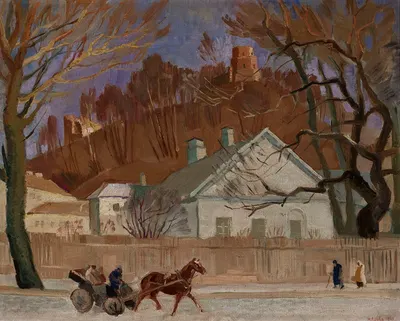 Gediminas Mountain in Vilnius by Michał Rouba, 1940 — digital art print download