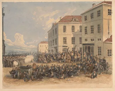 Уличная прогулка на Замковом площади в Варшаве 8 апреля 1861 года by Адриан Глебоцкий, 1861 — digital art print download