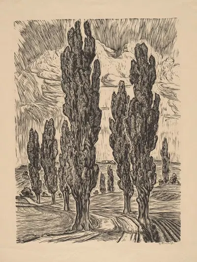 Дорога, обсаженная тополями by Эрих Фраас, 1931 — digital art print download
