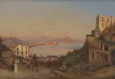 Вид на Неаполитанский залив с Везувием by Джачинто Джиганте, 1841 — digital art print download