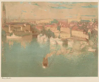 Вид на Стокгольм из порта by Хайн Рат, 1912 — digital art print download
