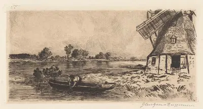 Landscape with an Angler by Heinrich-Ludwig von Gleichen-Russworm, 1888 — digital art print download