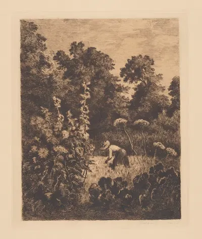 Женщина, работающая в саду by Генрих-Людвиг фон Глейхен-Руссворм, 1888 — digital art print download