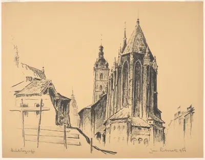 Вид на костел Марии от востока by Ян Рубчак, 1934 — digital art print download
