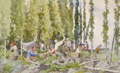 Сбор хмеля by Юлиан Фалат, 1884 — digital art print download