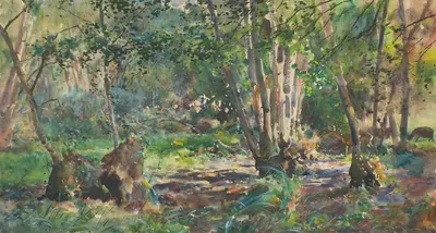 Внутри леса с косулями by Юлиан Фалат, 1893 — digital art print download