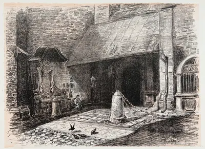 Entrance to St. Mary's Church from St. Barbara's Square by Leon Kowalski, 1924 — digital art print download