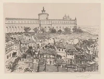 Замок и еврейский квартал by Леон Вычулковский, 1918 - 1919 — digital art print download