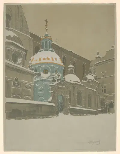 Часовня Сигизмунда в снегу by Леон Вычулковский, 1915 — digital art print download