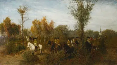 Кавалькада в березовой роще by Максимилиан Гиеримский, 1870 - 1871 — digital art print download