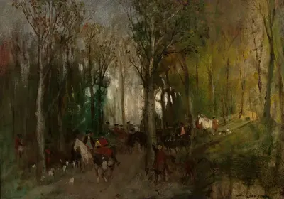 Отправление на охоту, эскиз by Максимилиан Гиеримский, 1871 - 1872 — digital art print download